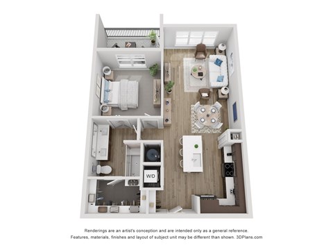 Floor plan for 1 bed, 1 bath, 759 sqft